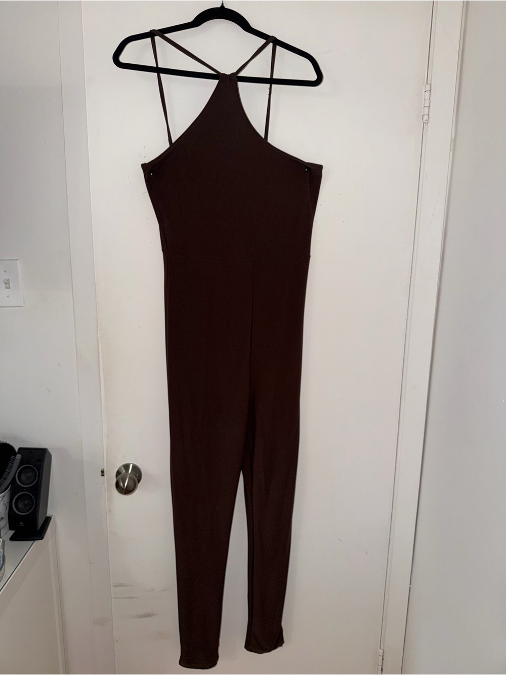 PrettyLittleThing Chocolate Brown Halter Jumpsuit